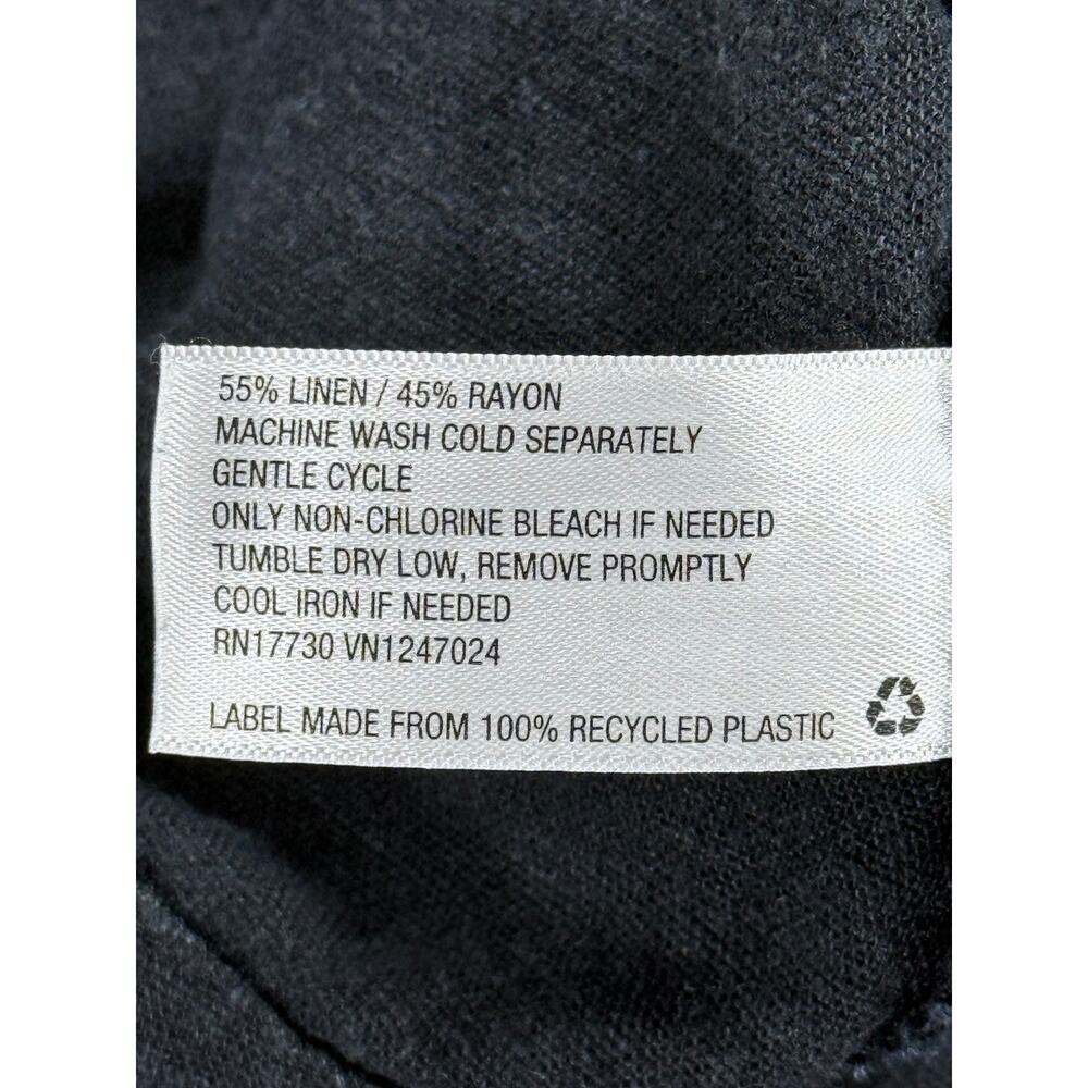 Universal Thread Black Linen Blend Split Neck Babydoll Tunic Blouse XL - Picture 4 of 9
